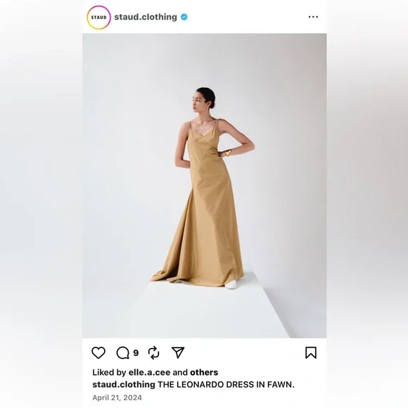 NWT Staud Maxi Leonardo Gown in Fawn size 2 - Picture 2 of 9